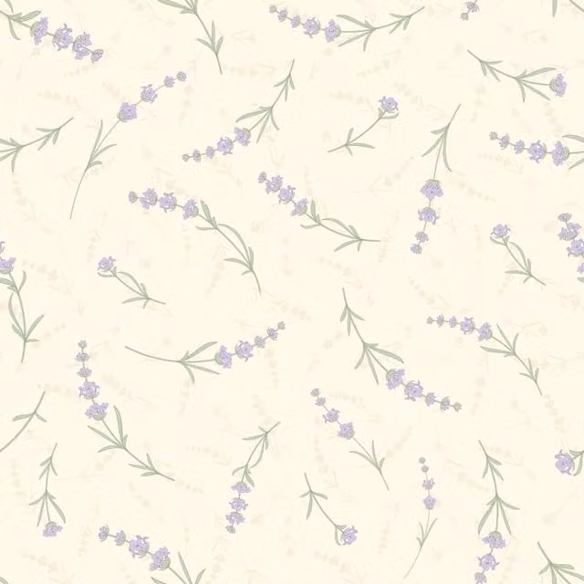 I Love Wallpaper Botanical Lavender Cascade Wallpaper in Beige, Yellow and Purple