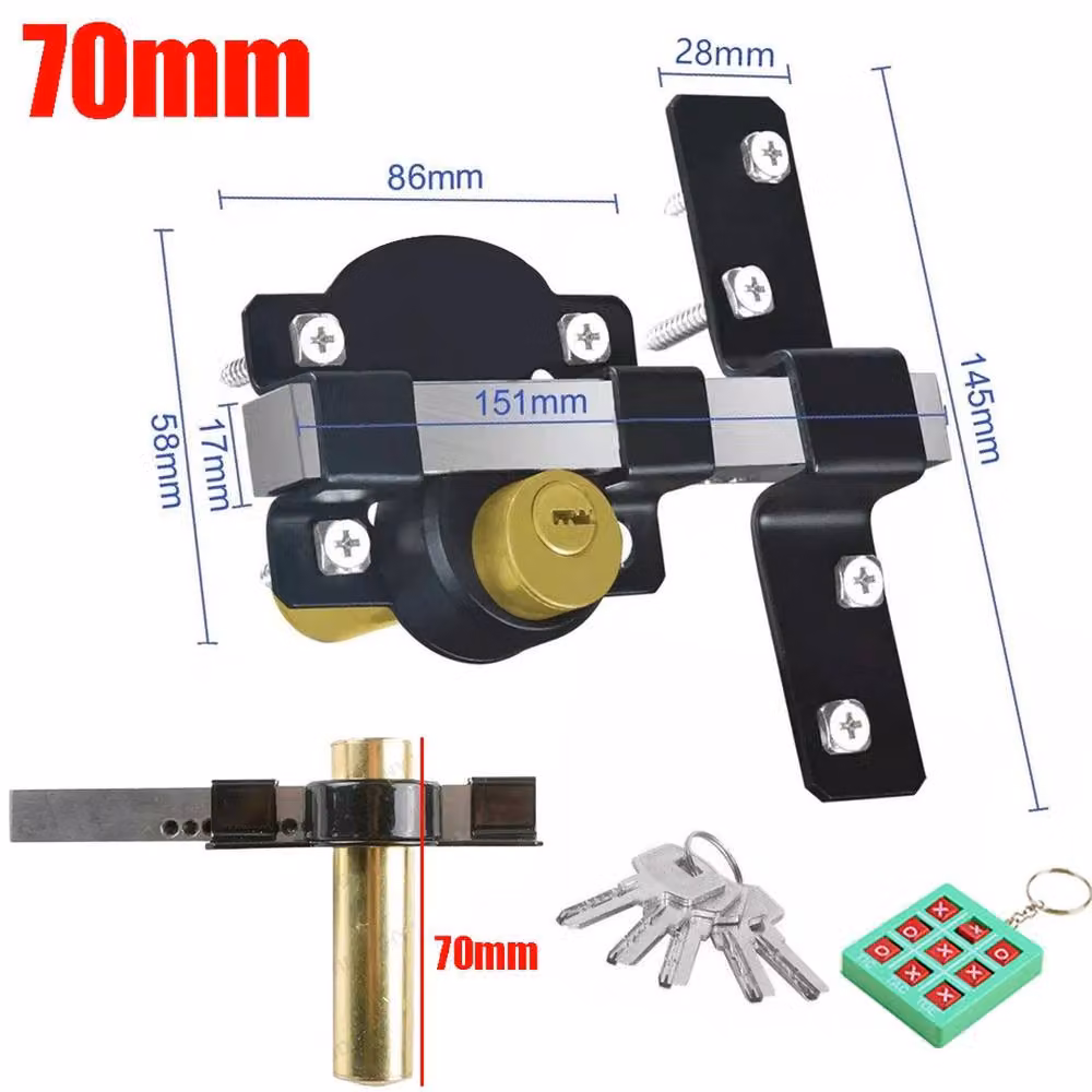 Kelvenix Black Stainless Steel Long Throw Security Garden Shed Gate Lock – 2