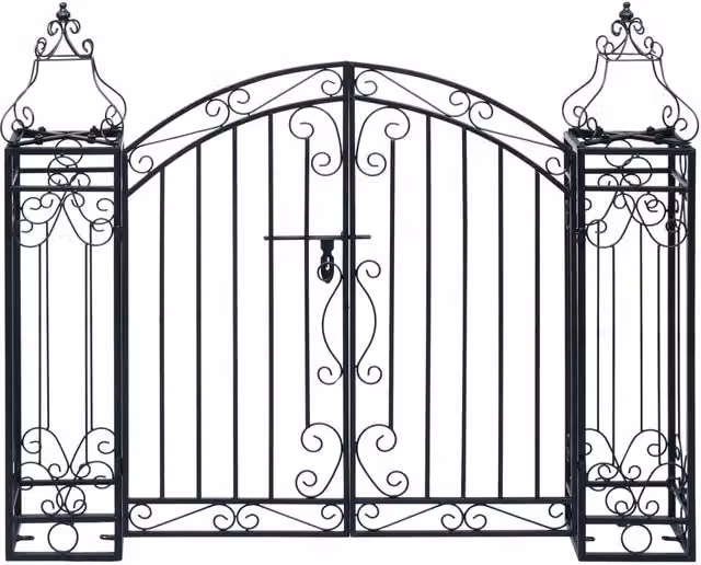 Berkfield Home Ornamental Wrought Iron Swing Garden Gate, Black, W/D/H: 122 x 20.5 x 100 cm – 1