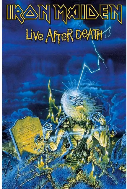 Iron Maiden Live After Death Blue Textile Wall Poster