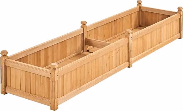 Yaheetech Wooden Raised Flower Bed Garden Planter, Brown, W/D/H: 229 x 40 x 40 cm