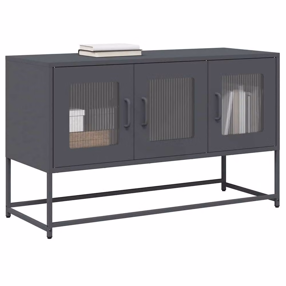 Berkfield Home TV Cabinet in Anthracite Grey, W/D/H: 100.5 x 39 x 60.5 cm – 2