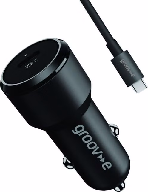 Groov-e 30W USB-C Car Charger with 1m USB-C Cable, Black