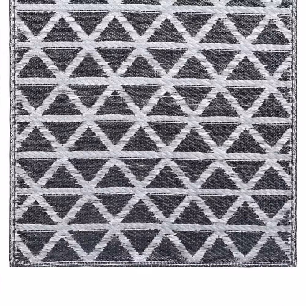 EONLION Black Geometric Polypropylene Outdoor Square Rug, W/D/H: 100 x 100 x 1 cm – 2