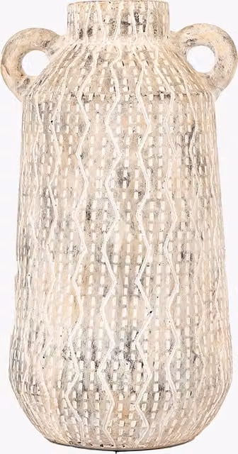 Perch & Parrow White Ceramic Geometric Tala Tabletop Vase