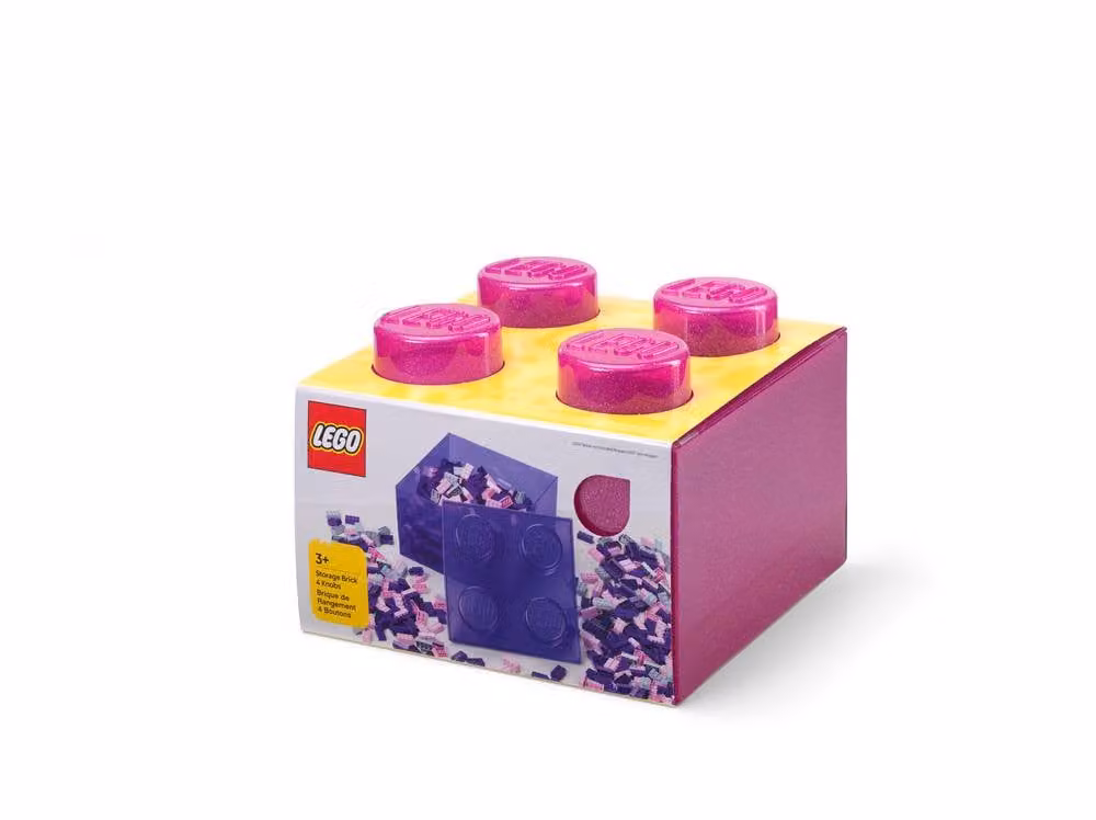 LEGO 4 Brick Storage Boxes in Dark Pink, Stackable Plastic Organisers – 2
