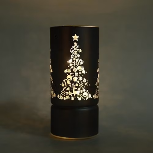 Shatchi Grey and Gold Etched Glass Christmas Vase Table Lamp with LED Fairy Lights, Height: 17 cm – 3