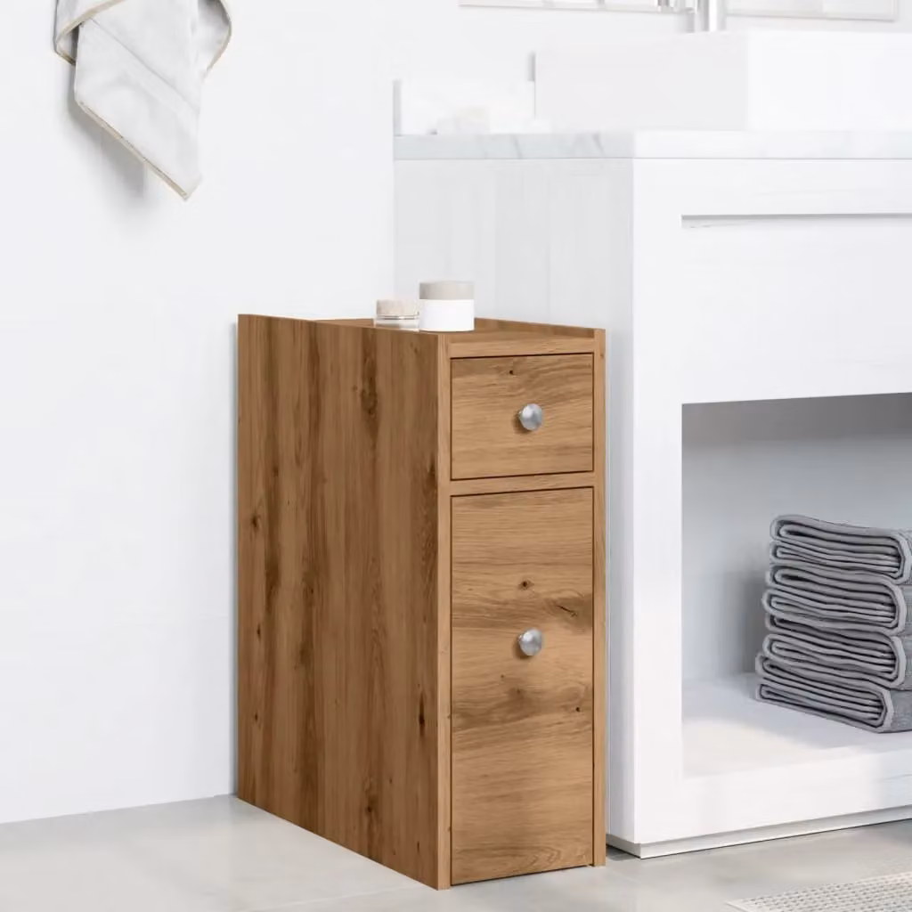 Berkfield Home Narrow Bathroom Cupboard with Wheels in Artisan Oak Brown – 2