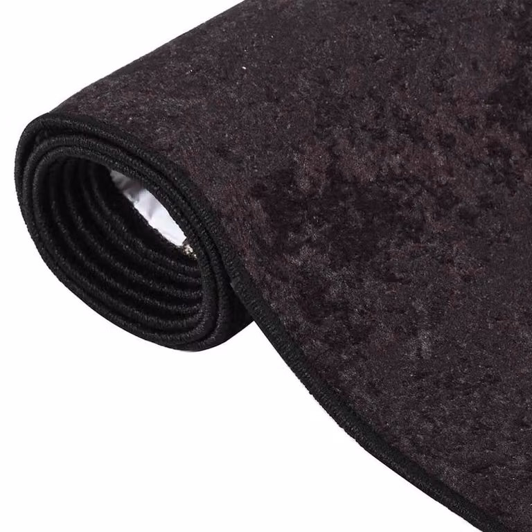 Berkfield Home Washable Anti Slip Anthracite Rug, W: 80 cm, L: 300 cm