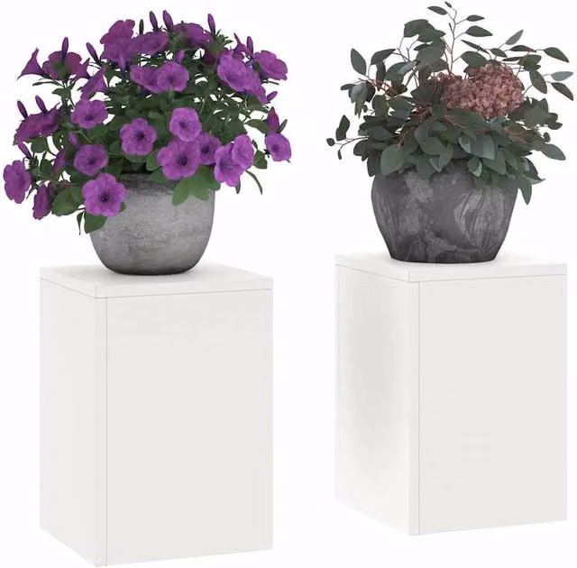 Berkfield Home Outdoor Steel Plant Stand Pillars, 2 Pack, White, W/D/H: 24 x 24 x 35 cm – 1