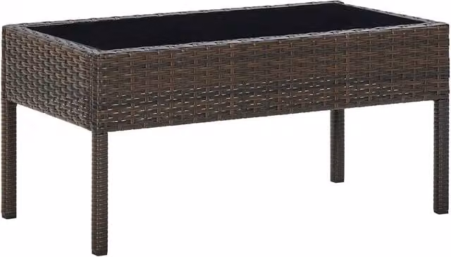 Berkfield Home Brown Poly Rattan Garden Table W: 75 cm, D: 40 cm, H: 37 cm