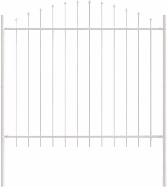 Berkfield Home White Steel Garden Fence with Hoop Top, W: 1.7 m, H: 1.25 m – 1