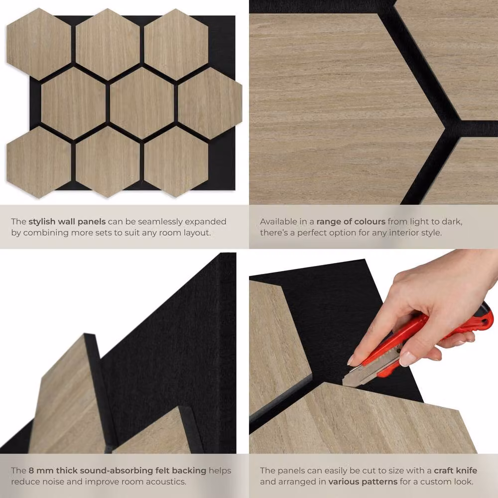 tectake Sound-Absorbing Felt Acoustic Panels in Brown – 4