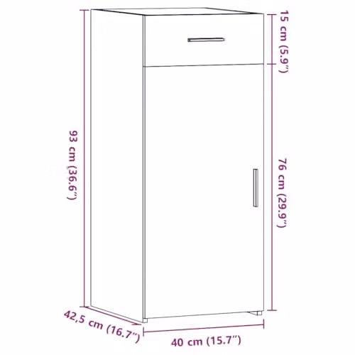vidaXL Modern Sideboard in Smoked Oak, Brown Engineered Wood, W/D/H: 40.0 x 42.5 x 93.0 cm – 3