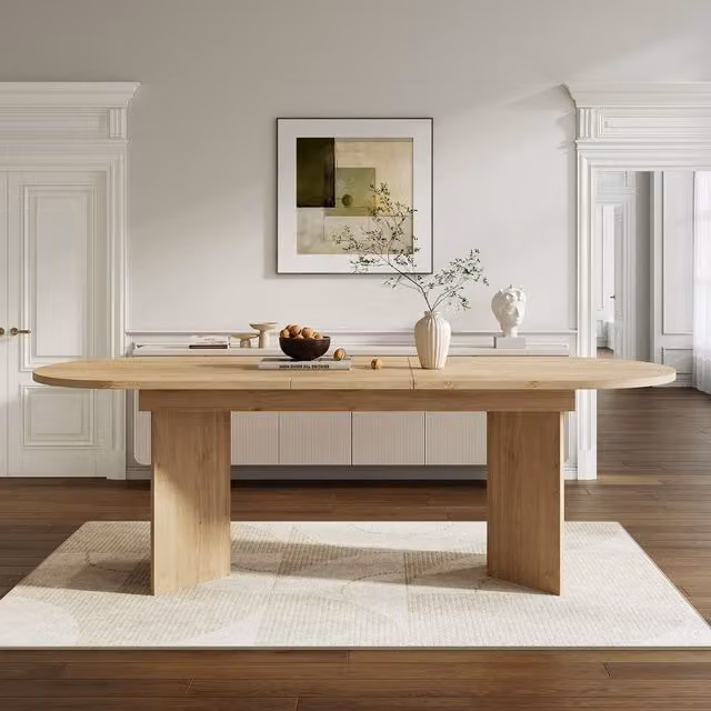 Matteo Modern Extendable Oval Dining Table in Light Oak Effect with Rounded Corners, W/D/H: 200 x 100 x 75 cm