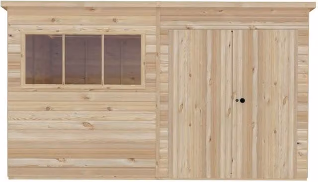 Shires Ranger Double Door Wooden Garden Shed in Beige, W: 359 cm, D: 299 cm, H: 213.9 cm – 1