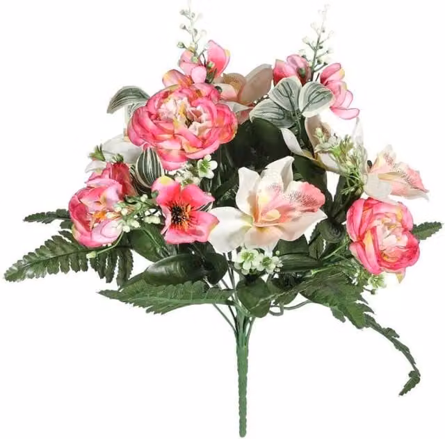 KDMD Pink Pembroke Mixed Orchid and Peony Floral Posy, 2 Pack