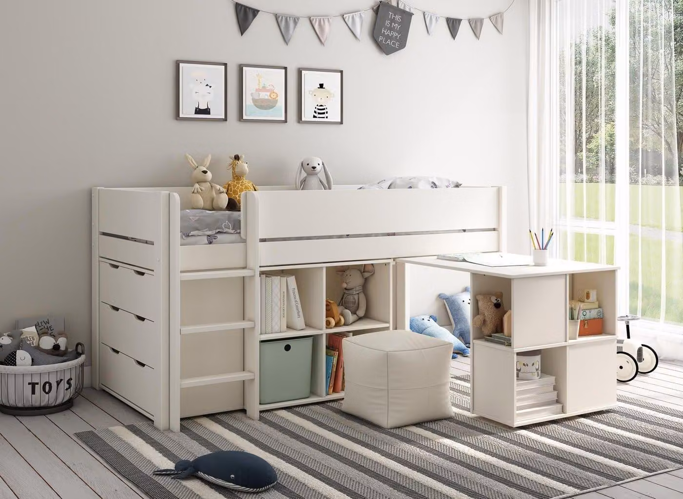 Dreams Anderson Mid Sleeper Bed Frame with Storage Drawers in White or Grey