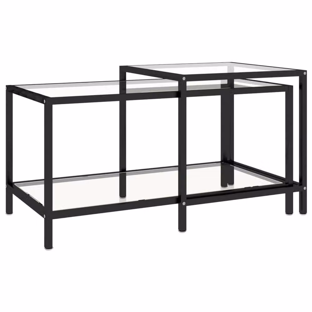 Berkfield Home Set of 2 Nested Tea Tables with Transparent Tempered Glass Tops – 3