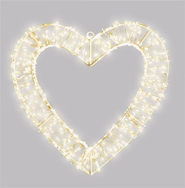 Xmas Haus Warm White LED Heart Christmas Decoration, W: 40 cm, D: 8 cm