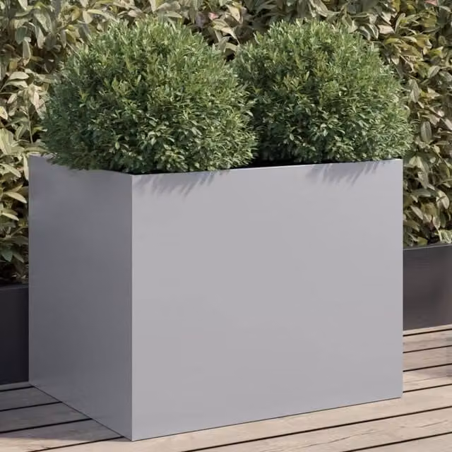 Berkfield Home Silver Galvanised Steel Planter Tub, W: 62 cm, D: 47 cm, H: 46 cm – 1