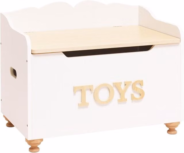 Le Toy Van White Wooden Toy Box with Soft Close Lid and Castors, W/D/H: 67.5 x 53.0 x 42.5 cm
