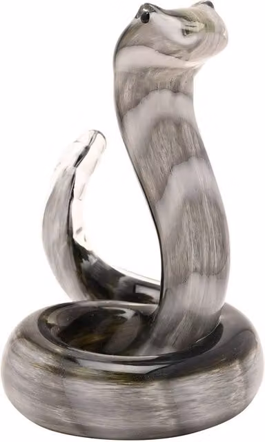Objets d'Art Glass Snake Figurine in Grey and White