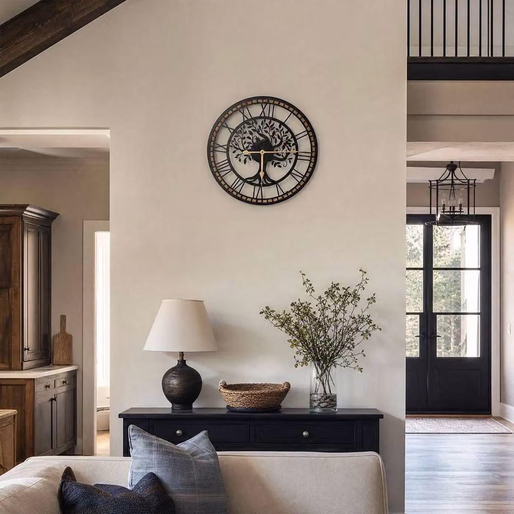 Yezi Silent Quartz Wall Clock with Black and Gold Tree Design, Diameter: 40 cm – 3