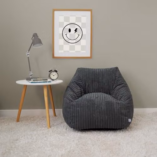 rucomfy Jumbo Cord Snuggle Bean Bag Chair for Kids and Teenagers in Grey – 2