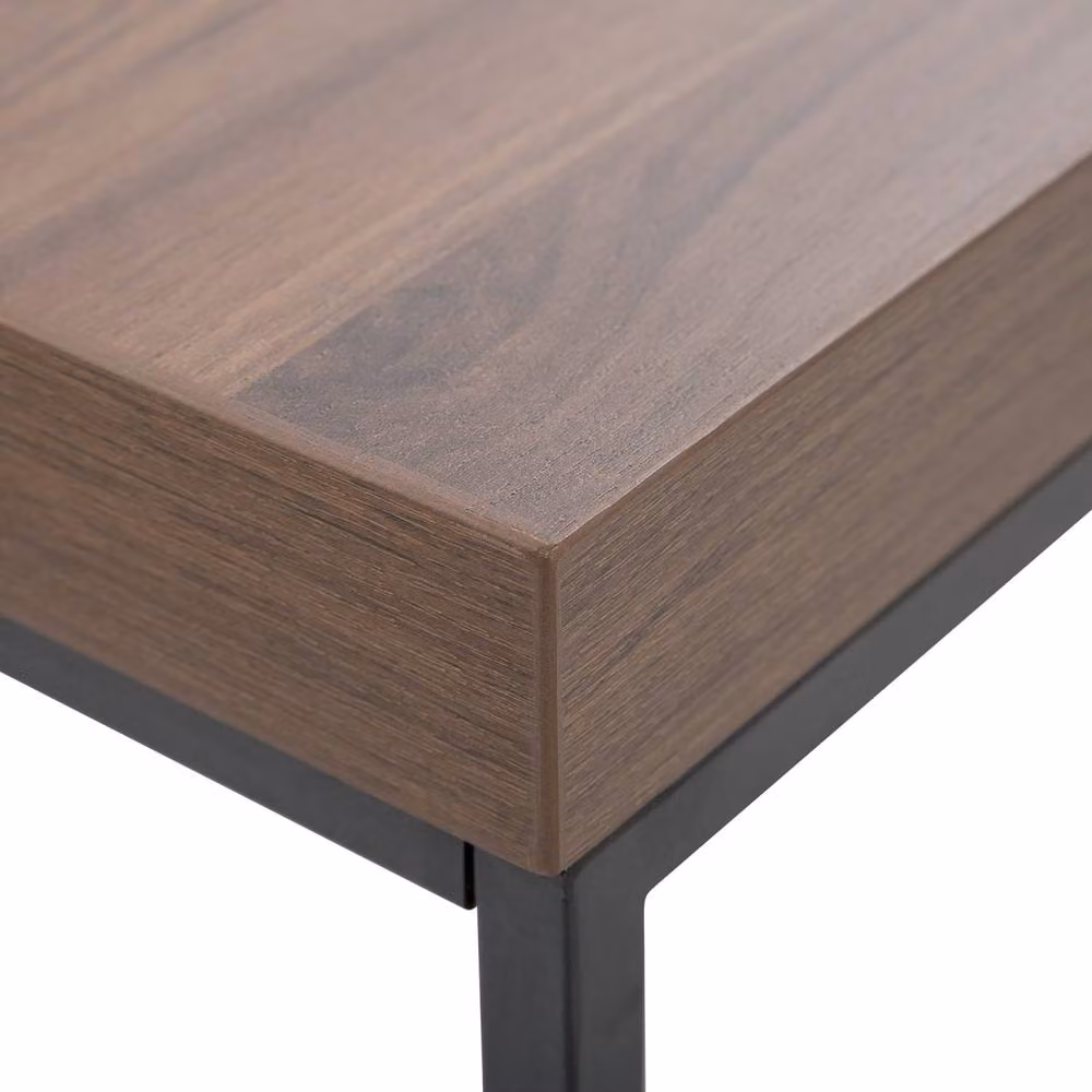 Wyld and Coco Industrial Side Table with Brown MDF Top and Black Legs W/D/H: 60 x 60 x 50 cm – 3