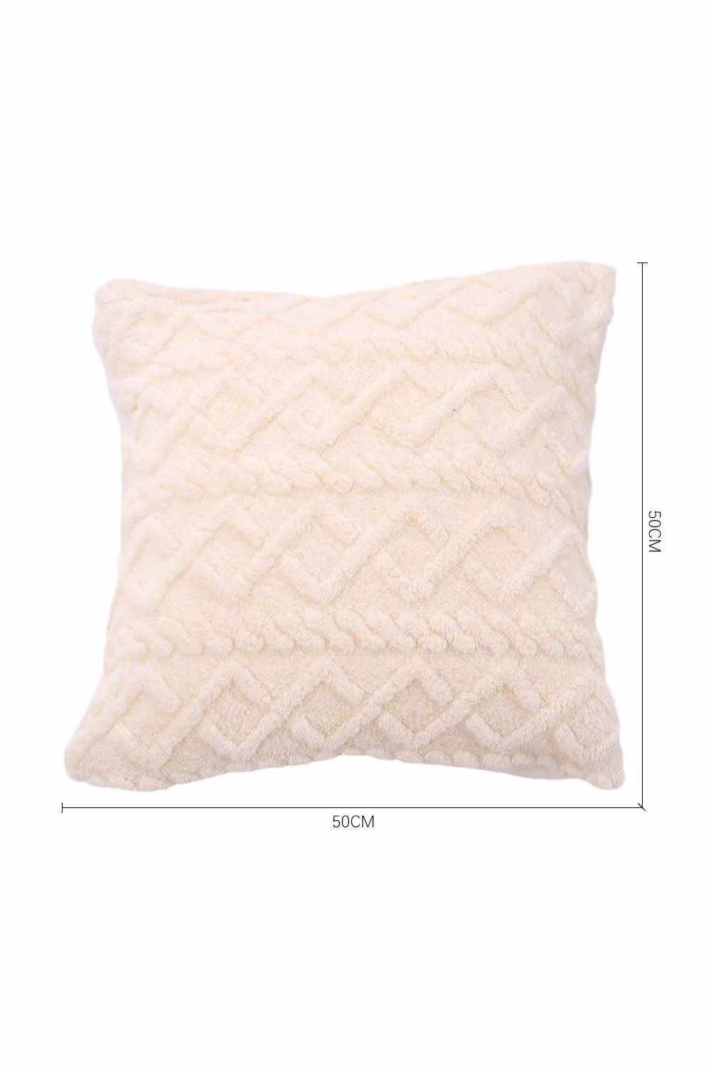 H&O Direct White Plush Square Throw Pillow with Cotton Insert, W/D/H: 45 x 45 x 45 cm – 2