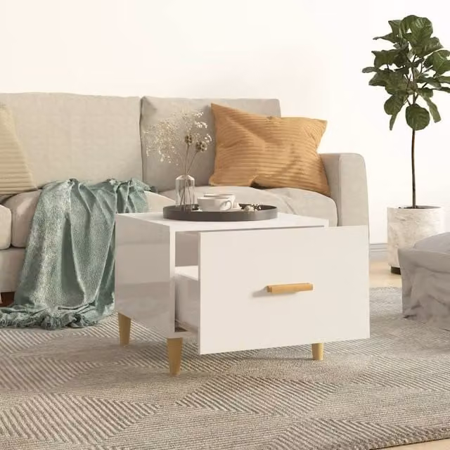 Berkfield Home Sturdy Coffee Table in High Gloss White, W/D/H: 50 x 50 x 40 cm – 1