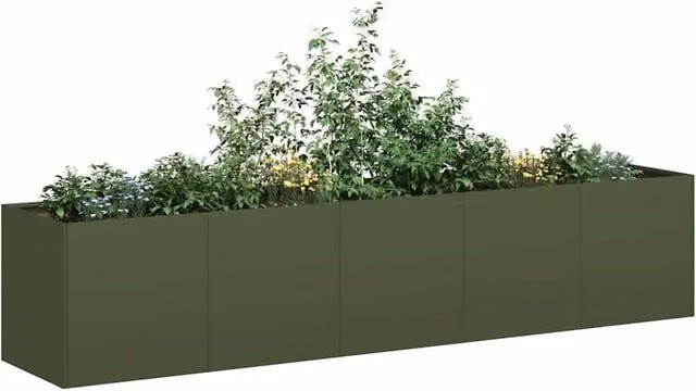 Berkfield Home Steel Planter Tub, Green, W/D/H: 200 x 40 x 40 cm – 1