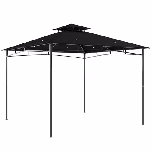 Outsunny Garden Gazebo with 2-Tier Hip Roof and Metal Frame, Black, W: 300 cm, D: 300 cm, H: 285 cm