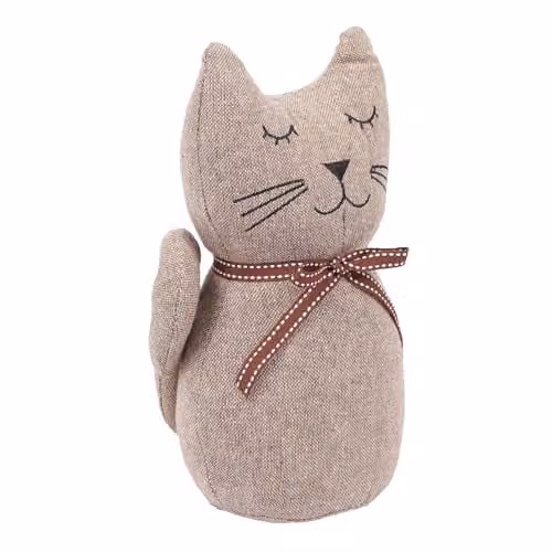 Nicola Spring Jasper the Cat Vintage Decorative Weighted Door Stop in Grey and Brown, H 25 cm x W 16 cm