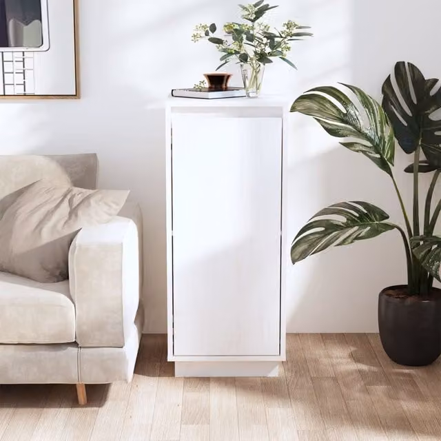 Berkfield Home White Solid Wood Pine Sideboard W/D/H: 31.5 x 34 x 75 cm – 1