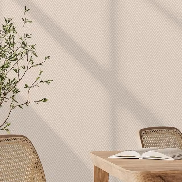 I Love Wallpaper Geometric Abstract Herringbone Wallpaper in Beige and Yellow