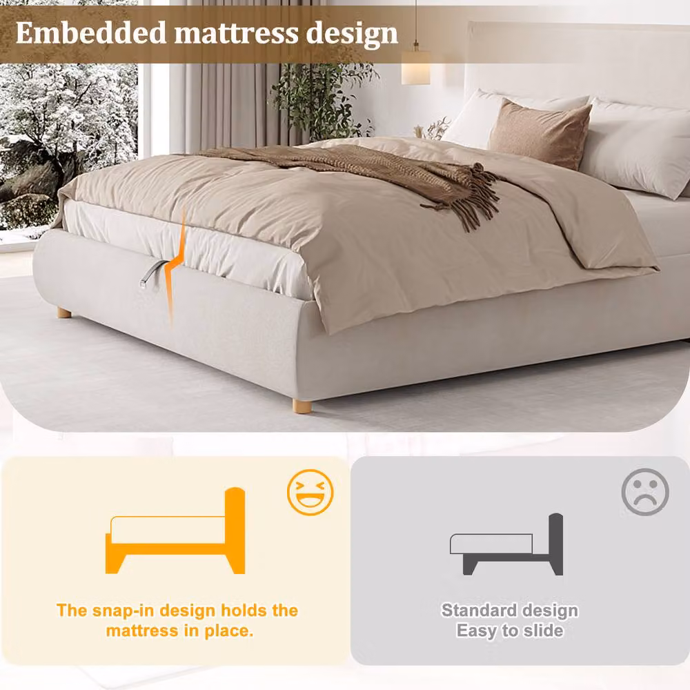 Matteo Cream Velvet Super King Ottoman Storage Bed Frame – 3