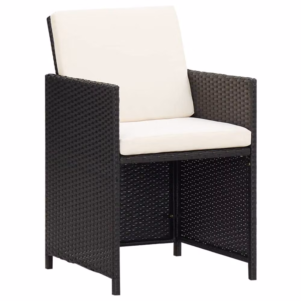 Berkfield Home Elegant 9 Piece Poly Rattan Outdoor Dining Set with Cushions in Black – 4
