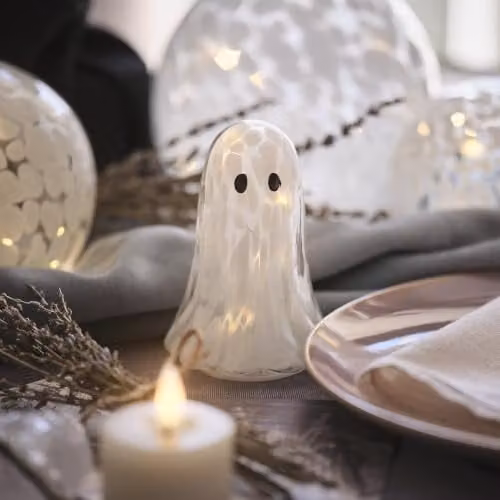 Lights4fun Gertie the Ghost Confetti Glass LED Halloween Tabletop Decoration, White – 2