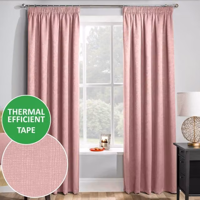 Enhanced Living Matrix Thermal Noise Reducing Dim Out Curtains, Pink, W: 117 cm, H: 229 cm