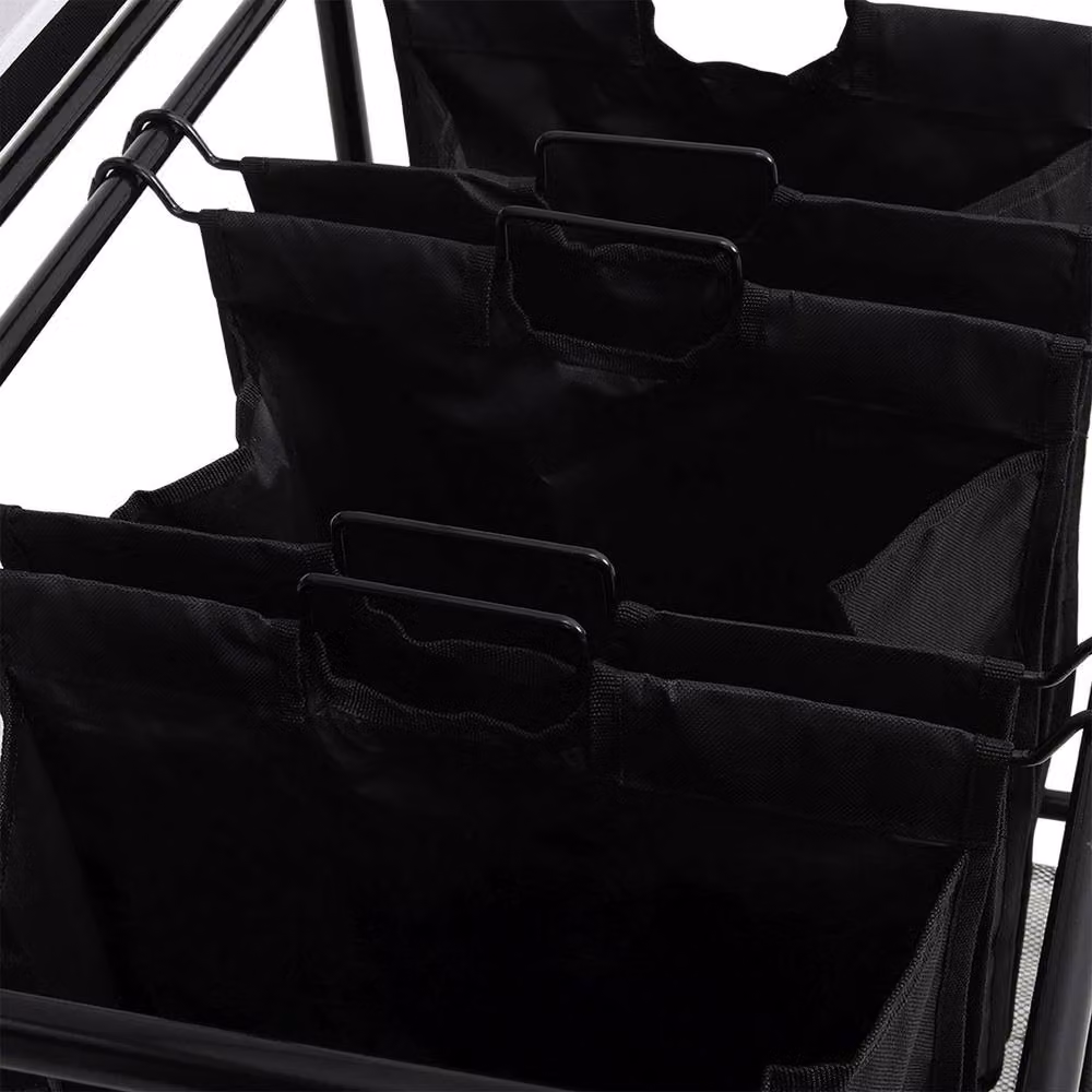 Garden Sanctuary Triple Bag Rolling Laundry Sorter with Lift-up Ironing Board in Black – 3