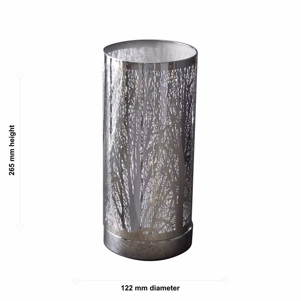 First Choice Lighting Morris Chrome Woodland Touch Table Lamp in Silver, Height: 26.5 cm – 2