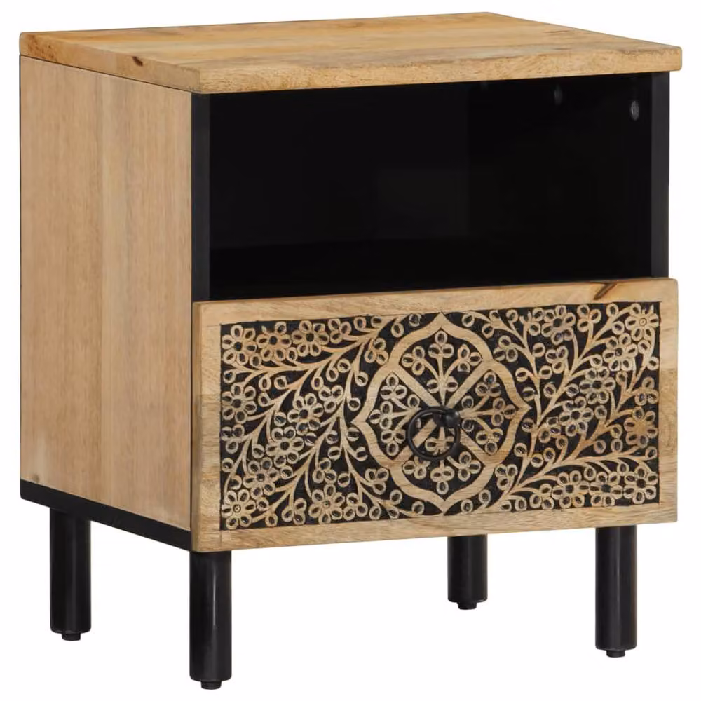 Berkfield Home Beautiful Bedside Cabinets, Set of 2, Brown Solid Mango Wood, W/D/H: 40 x 33 x 46 cm – 4