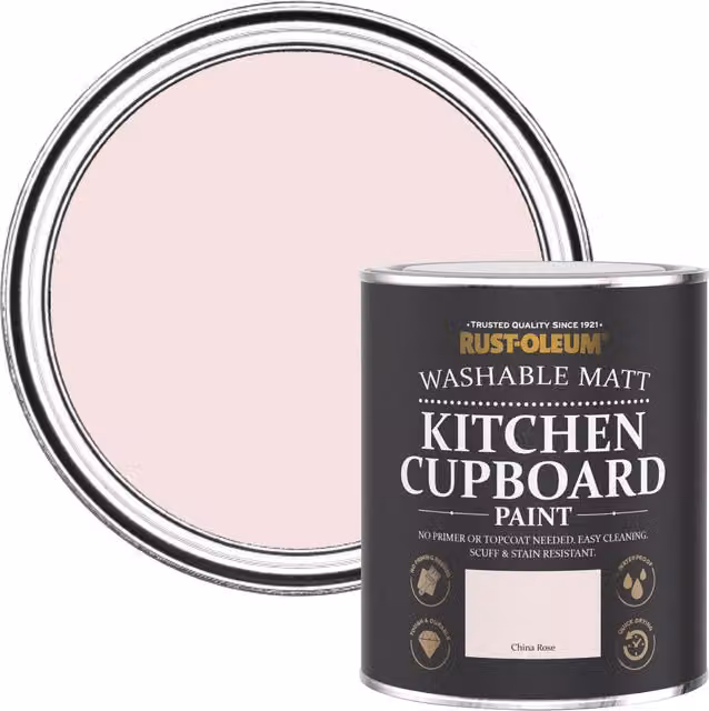 Rust-Oleum China Rose Pink Kitchen Cupboard Paint with Matt Finish, 750ml – 1