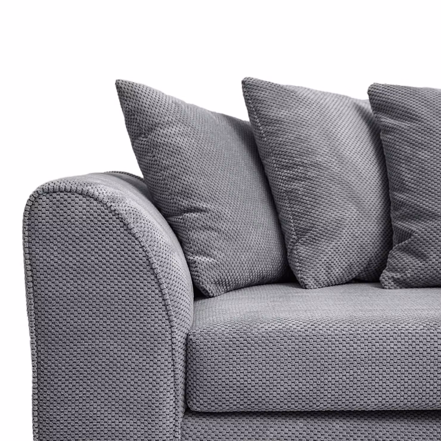 Abakus Direct Jumbo Grid 3 Seater Fabric Sofa with Scatter Cushions in Grey, Beige or Green – 2