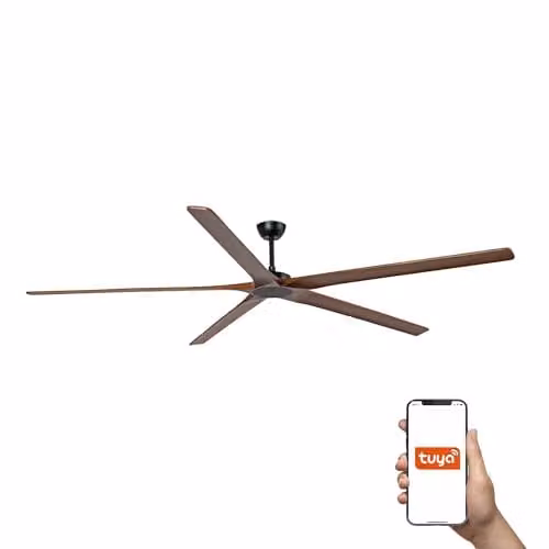 Netlighting Bigwood XXL 5 Blade Ceiling Fan in Matt Black and Brown with Tuya Smart App Control – 1