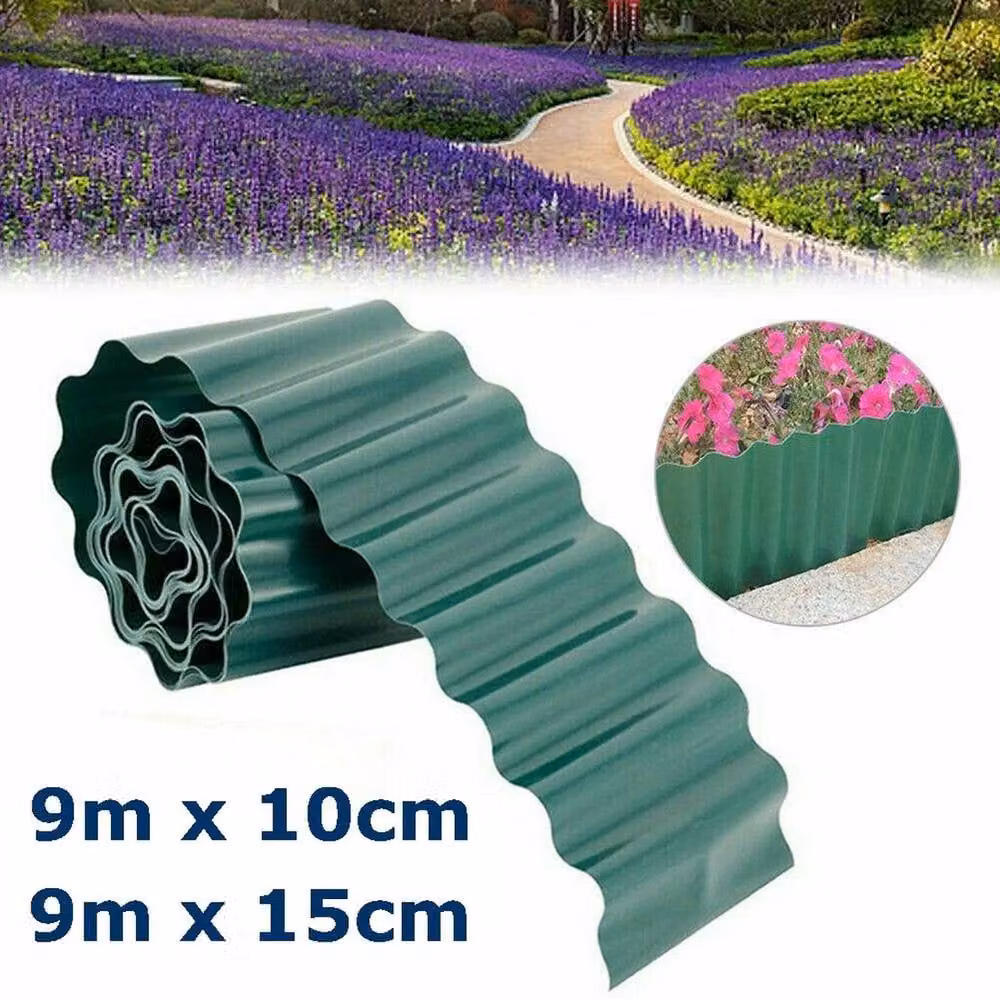 NESTLUNE Corrugated Garden Separator Lawn Grass Border Fence, Green, W: 100 cm, H: 15 cm, D: 9 x 10 cm – 2