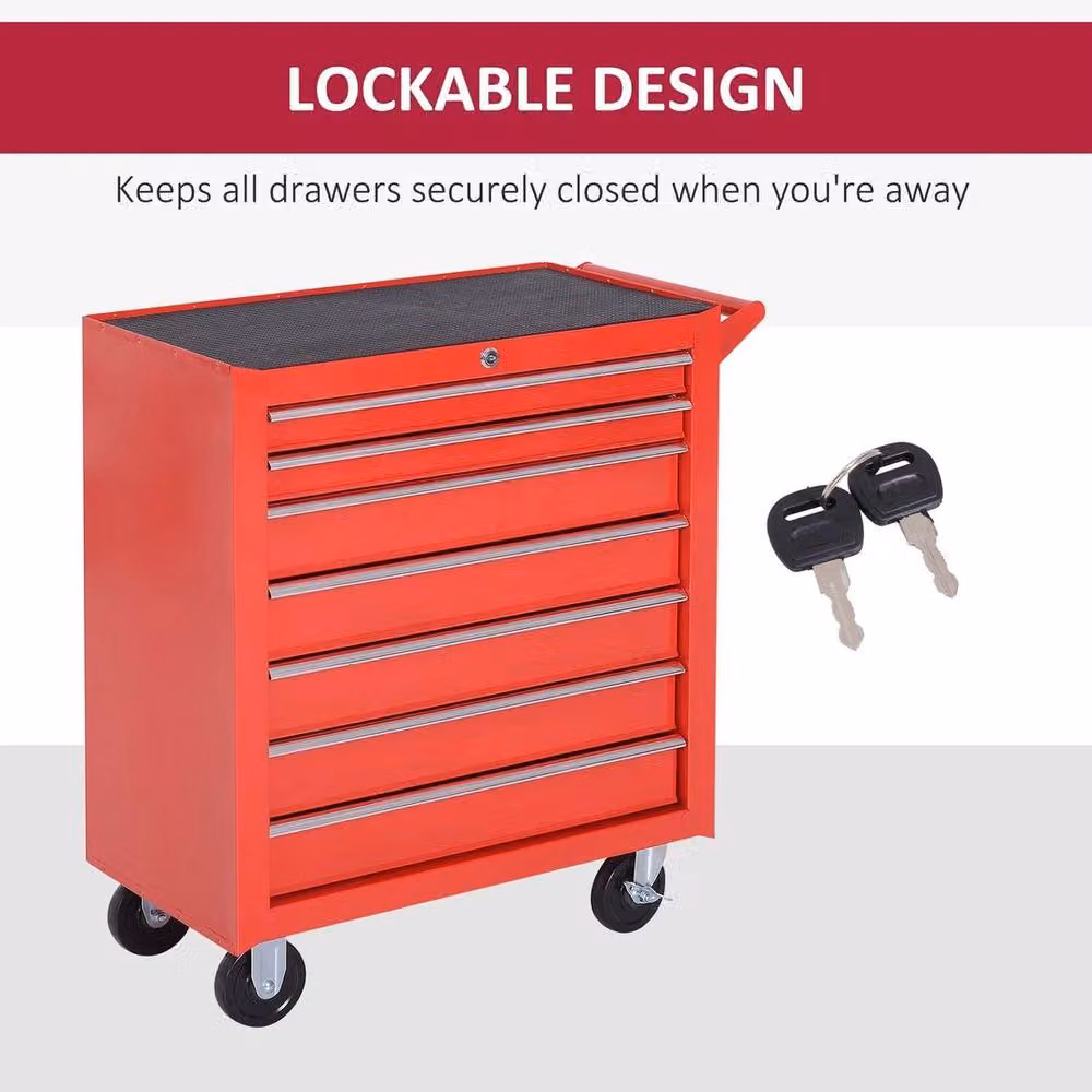 SPETLEK Red Steel Roller Tool Cabinet with 7 Lockable Drawers for Garage and Workshop – 2