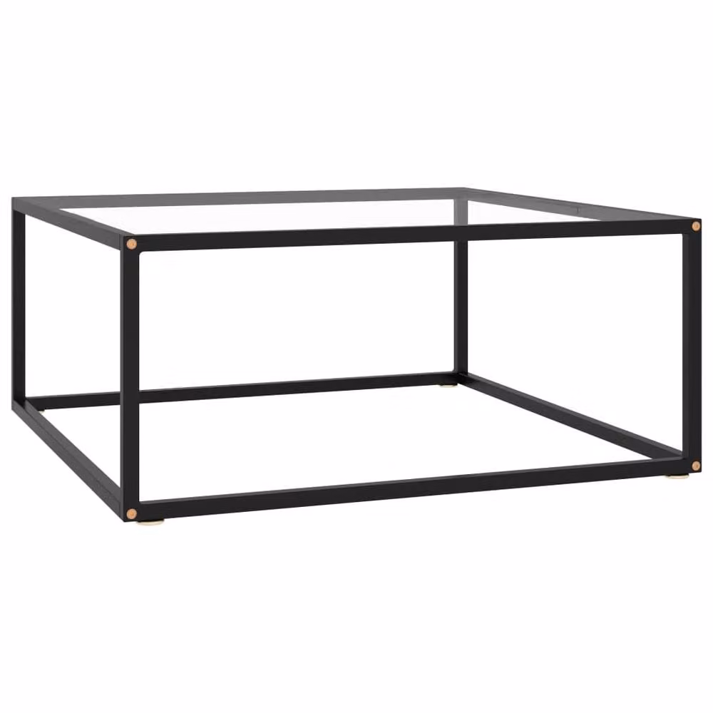 Berkfield Home Modern Square Coffee Table in Black with Transparent Tempered Glass, W/D/H: 80 x 80 x 35 cm – 2